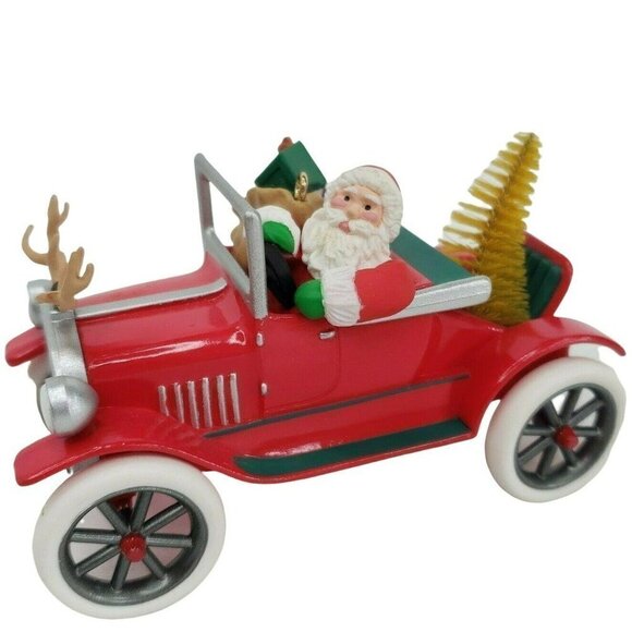Hallmark‎ 1991 Here Comes Santa 13th Antique Car Ornament Model A Auto Vintage - Picture 1 of 12